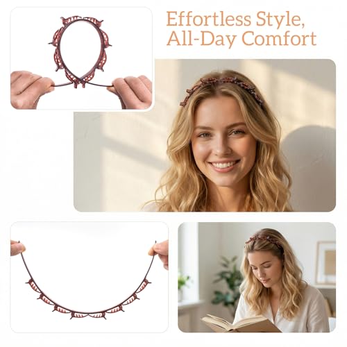 2Pc Hair Clip Headband with Double Layer Teeth for Bangs