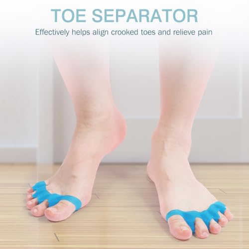 Soft Gel Toe Separators and Bunion Corrector for Foot Pain Relief - Blue