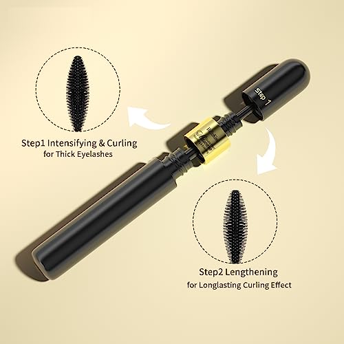KUNSHNBEI 2-in-1 Black 4D Silk Mascara - 5x Longer Waterproof, Washable, No Clumping, Pack of 1