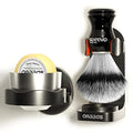 Anbbas Faux Badger Hair Shaving Brush and Bowl with Black ABS Wall Mounted Shaving Stand Holders for Soap Bowl and Brush,100g Soap Bar,5IN1 Set for Men Close Shave