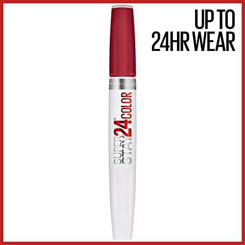 Maybelline Super Stay 24, 2-Step Liquid Lipstick Makeup, Long Lasting Highly Pigmented Color with Moisturizing Balm, Keep Up The Flame, Red, 1 Count