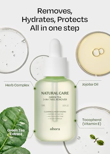 ohora Green Tea 3-in-1 Nail Remover 50mL - Non-Acetone Formula