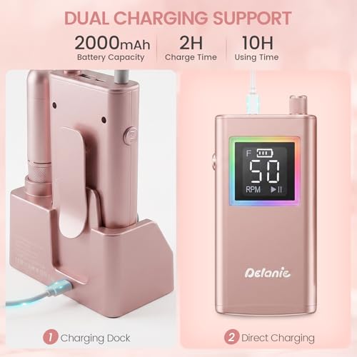 Delanie 50000 RPM Electric Nail Drill with Charging Dock