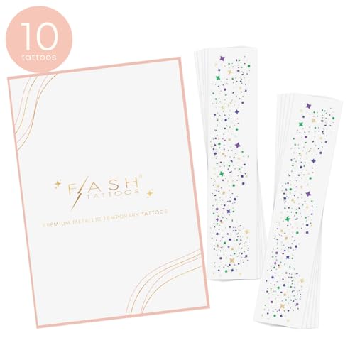 Mardi Gras Face Freckles Metallic Flash Tattoos - Set of 10