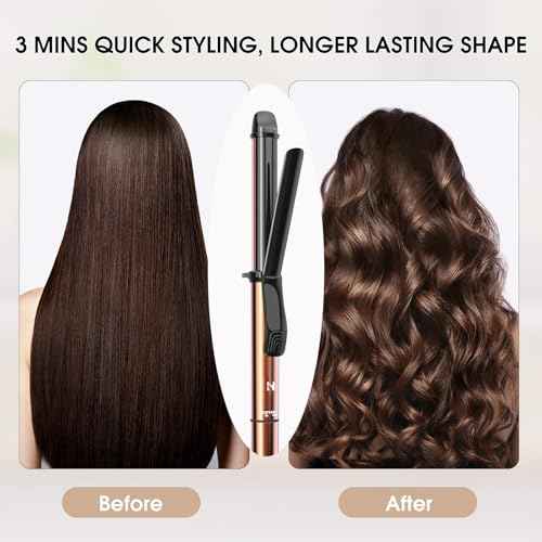 Nicebay 1 Inch Curling Iron, Ceramic Coated Hair Curling Wand, Rapid 430¡ÆF Heating, Temperature LED Display, 6 Temperature Settings, 60 Minutes Auto-Off