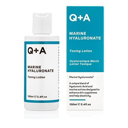 Q+A Marine Hyaluronate Toning Lotion, a Face Toner with Hyaluronic Acid and Marine Actives for Skin Suppleness, 100ml