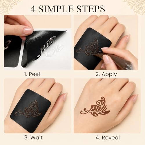 Henna Tattoo Stencil Kit - 97 Designs, 18 Reusable Sheets