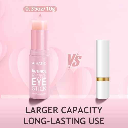 Retinol & Caffeine Eye Balm Stick - Dark Circles Relief & Depuffing Treatment, Hyaluronic Acid + Collagen, Gentle Under Eye Cream for Sensitive Skin, Hydrates & Smooths Fine Lines, 0.35oz/10g