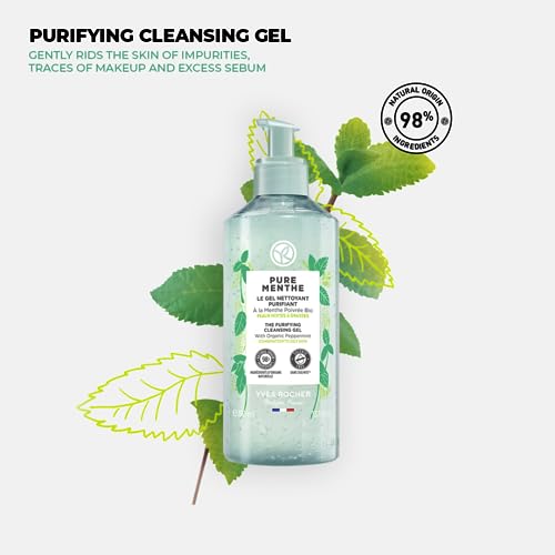 Yves Rocher Pure Menthe Purifying Cleansing Gel with Mint for Matte Skin - 390 ml. / 13.1 fl.oz.