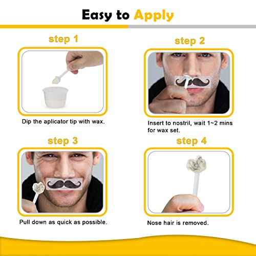 120g Nose Hair Waxing Kit with 40 Applicators - Quick & Painless Hair Remover for Men and Women, Up to 20 Uses