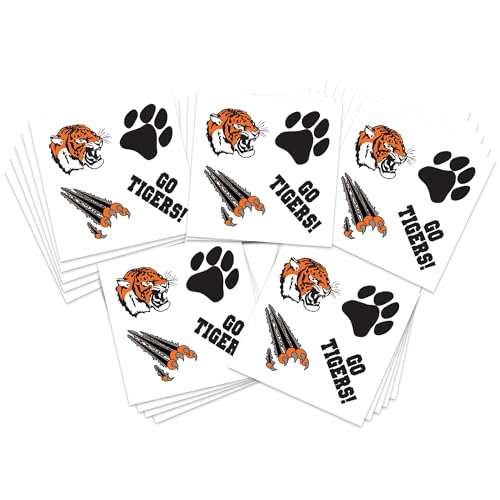 Go Tigers Temporary Tattoos - 100 Pack School Spirit