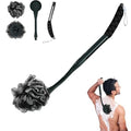 Loofah with Handle, 20.5'' Replaceable Shower Loofah to Improve Skin Health, Body Scrubber, for Women and Men with String for Easy Hanging£¨Dark Black£©