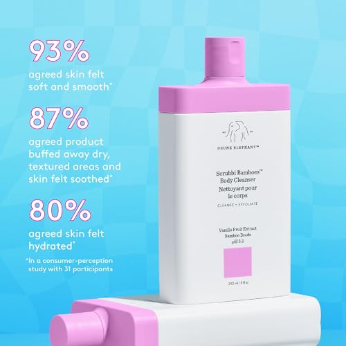 Drunk Elephant Scrubbi Bamboes Body Cleanser - 240 ml/8 fl oz - Sulfate-Free Body Scrub Wash - Clean Clinical Skincare - Cruelty-Free - Dermatologist Tested - Free of Essential Oils, Silicones, SLS