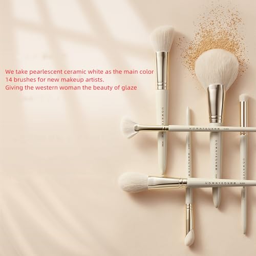 Makeup brush gift set: 14 piece professional makeup brush advanced synthetic kabuki brush set foundation make-up powder blusher eye shadow concealer high gloss brush mixed makeup brush set