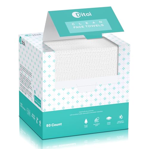 Ditoi Disposable Face Towels 10"×12" (50 Count)