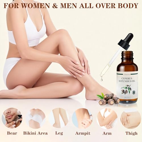 Joanssore Organic Cyperus Rotundus Hair Removal Oil - Reduce Ingrown & Regrowth, 2 Fl Oz