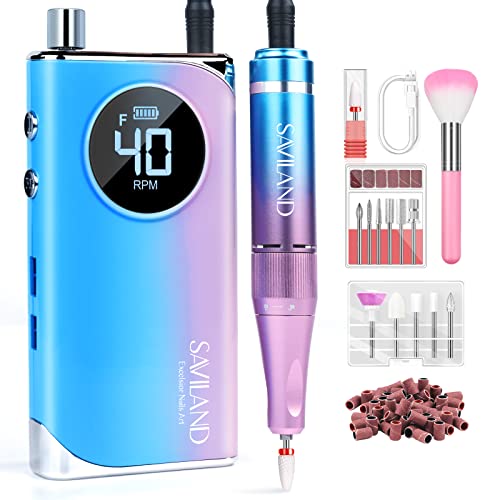 SAVILAND Blue Gradation 40000RPM Professional Nail Drill Kit with Ceramic Bits
