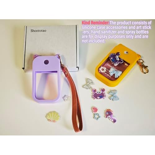 Silicone Case for Touchland Power Mist & Glow Mist 1 fl oz Hand Sanitizer, With two kinds of buckles, Multicolor (purple&red ears)