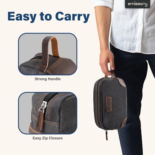 emissary Men's Canvas Dopp Kit - Water-Resistant Travel Toiletry Bag
