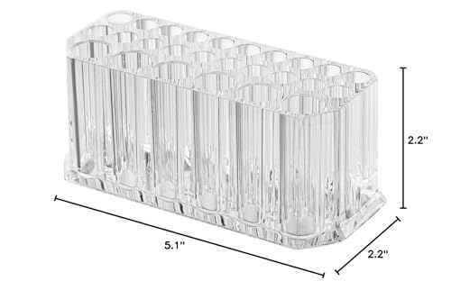 Foraineam 3 Pack Acrylic Eyeliner Lip Liner Holder Organizer, 26 Slots Makeup Brush Pencil Organization Container, Clear Cosmetic Storage Display Holder