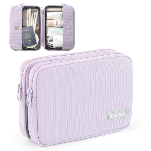 Preppy Makeup Bag with Detachable Pouches & Clear Panel