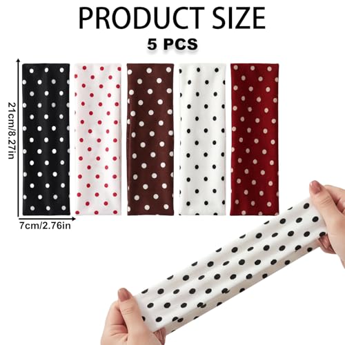 Polka Dot Headbands Set - Retro Wide Elastic Hair Bands for Women & Girls