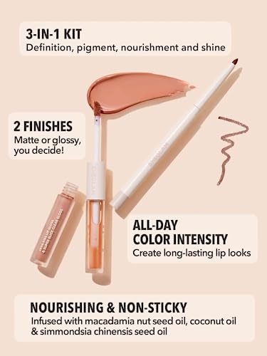 SHEGLAM 3-in-1 Lip Liner Liquid Lipstick Lip Oil Set - Haute Cocoa