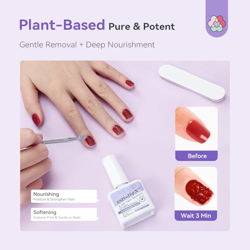SAVILAND Gentle Dip Powder Remover Kit with Scraper & File (0.5 fl oz)