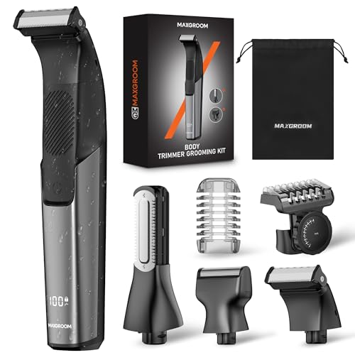 Body Hair Trimmer for Men 3-in-1 Groin, Pubic & Ball Trimmer with Skin Safe No-Nick Blades, IPX6 Waterproof Wet/Dry Electric Shaver for Chest, Underarms, Legs, USB-C Rechargeable Groomer Kit
