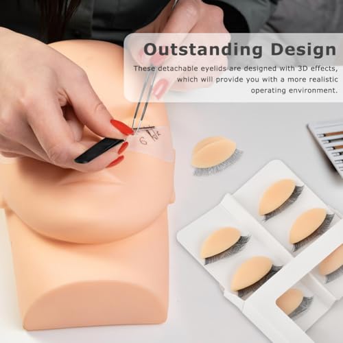 12pc Silicone Mannequin Eyelids with Lashes for Makeup Training