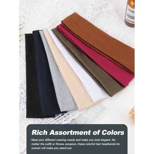 DRESHOW 8 Pack Sports Headbands for Women Non-Slip Stretchy Fashion HairBand Curly Hair Headband Soft Hair Accessories for Daily Wear Workout Yoga Running