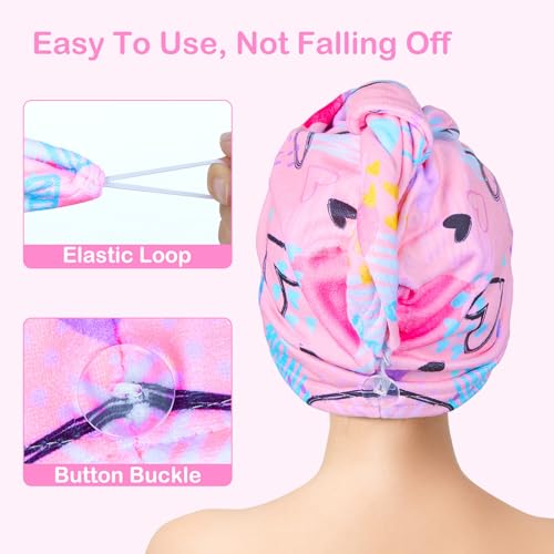 FIOBEE Microfiber Hair Towel Wrap for Kids Girls – Quick Dry