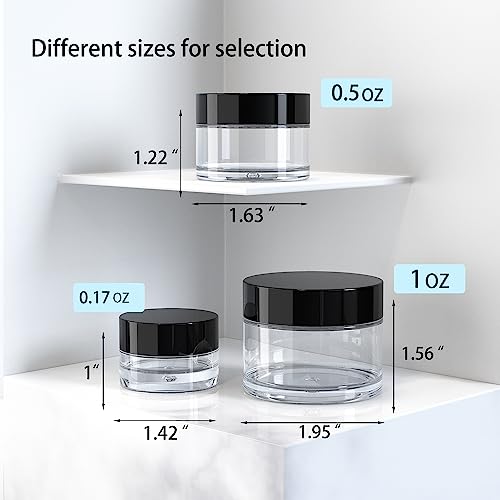 Travel Size Cosmetic Containers 6 Pack (0.17/0.5/1 oz)
