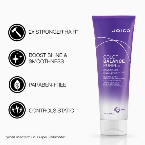 Joico Color Balance Purple Shampoo & Conditioner Set, Eliminate Brassy and Yellow tones, for Cool Blonde or Gray Hair