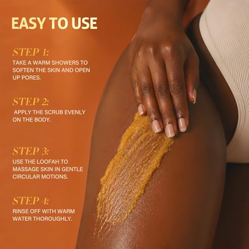 RIHAKO Turmeric Body Scrub, Exfoliating Scrub with Vitamin C, Deep