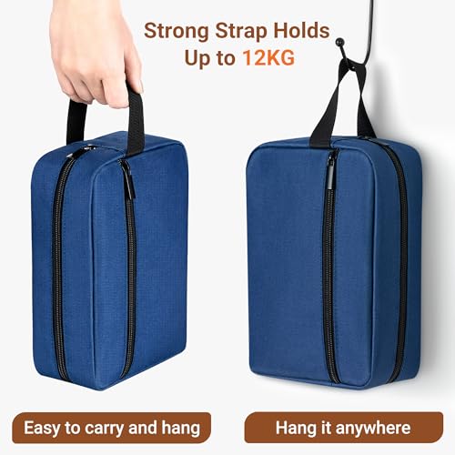Elviros Travel Toiletry Bag Large Navy Blue Hanging Dopp Kit