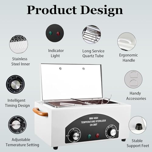 High Temperature Sterilizer Autoclave Machine,110V 300W 1.5L £¬Nail Tool Sterilizer with Timer for Sundry Beauty Hair Nail Metal Tools£¬Metal Tool Cleaner Machine