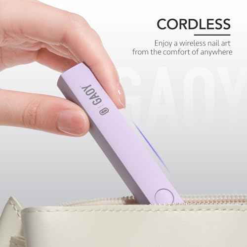 GAOY Handheld UV Light for Gel Nails, Mini Nail Lamp, Portable Cordless Rechargeable, Fast Curing, Pale Purple