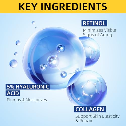 Retinol Cream for Face, Face Moisturizer, Skin Tightening Cream for Face with Collagen and Hyaluronic Acid, Anti-Aging, Firming Skin Care Neck & D?collet? for Day & Night, Instant Lift, 1.7 fl oz