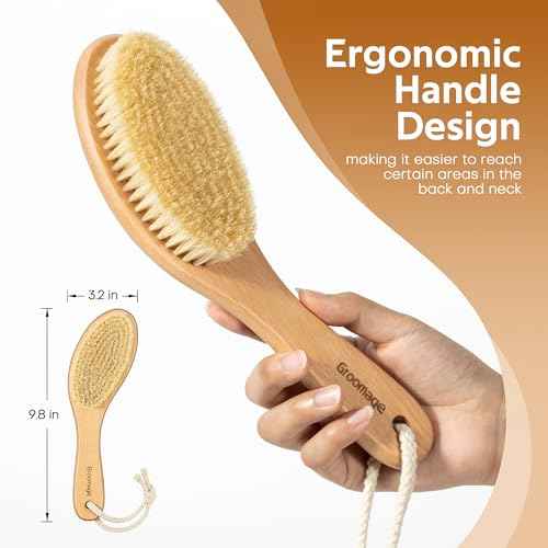 Dry Brush for Body, Natural Bristle Dry Exfoliating Body Brush for Skin Care, Cellulite, Lymphatic Drainage