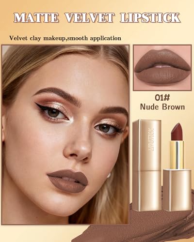 Brown Velvet Matte Lipstick - Long Lasting Waterproof Gloss