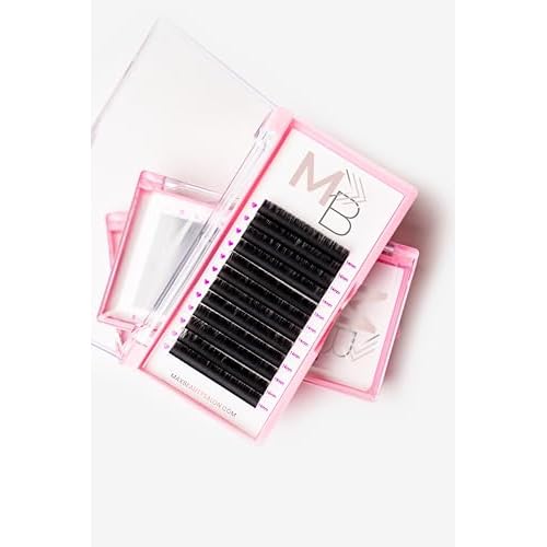 MB Volume Eyelash Extensions, 0.05mm Thickness, Mixed Tray Size 8-15mm, CC Curl, Cashmere, Super Dark, Easy Pick-Up, Professional Salon, Black
