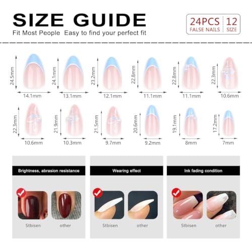 Medium Almond Press On Nails with 3D Floral & Pearl Design
