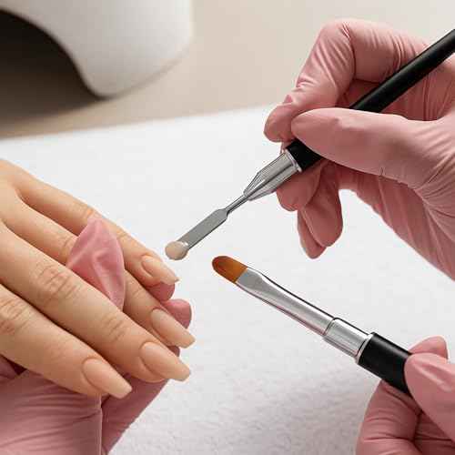 2Pcs Dual-Ended Nail Art Brush and Spatula Set - Pink & Black UV Gel Nail Tools for Poly Extension, Sculpture Gel - Manicure Design Kit for Salon & DIY Use