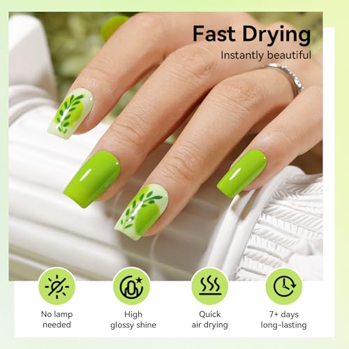 Nailshion Lucky Green Set - Quick Dry No Lamp Needed Eco-Friendly Nail Polish