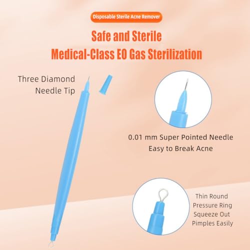 10 Pack of Disposable Sterile Acne Remover Tools Safe Pimple Popper Tool Aseptic Blackhead Remover Tools Sanitary Comedone Extractor Tool Pimple Extractor Tool