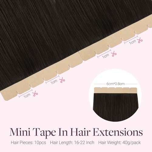 GOO GOO Tape in Hair Extensions Human Hair, 2 Dark Brown, 20inch 40g 10pcs, Mini Tape Cut to Fit£¬Skin Weft Seamless Invisible, Remy Human Hair