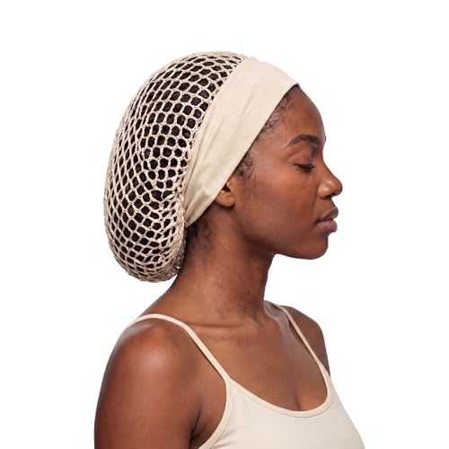 Large Black Mesh Hair Net Wrap with Headband - No Marks