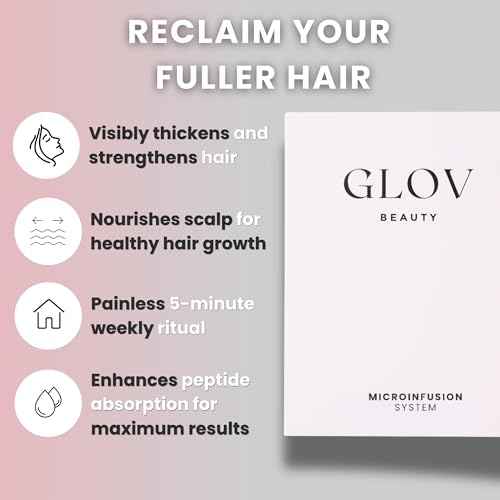 Glov Beauty Micro Infusion Hair Renewal Kit ? 0.25mm Gold Derma Stamp with Hyaluronic Acid, Peptide & Botanical Serum Ampoules | Hydrating Scalp Treatment for Fuller, Thicker-Looking, Healthier Hair