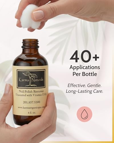 Karma Organic Acetone-Free Unscented Nail Polish Remover - Non-Toxic (4 fl oz)